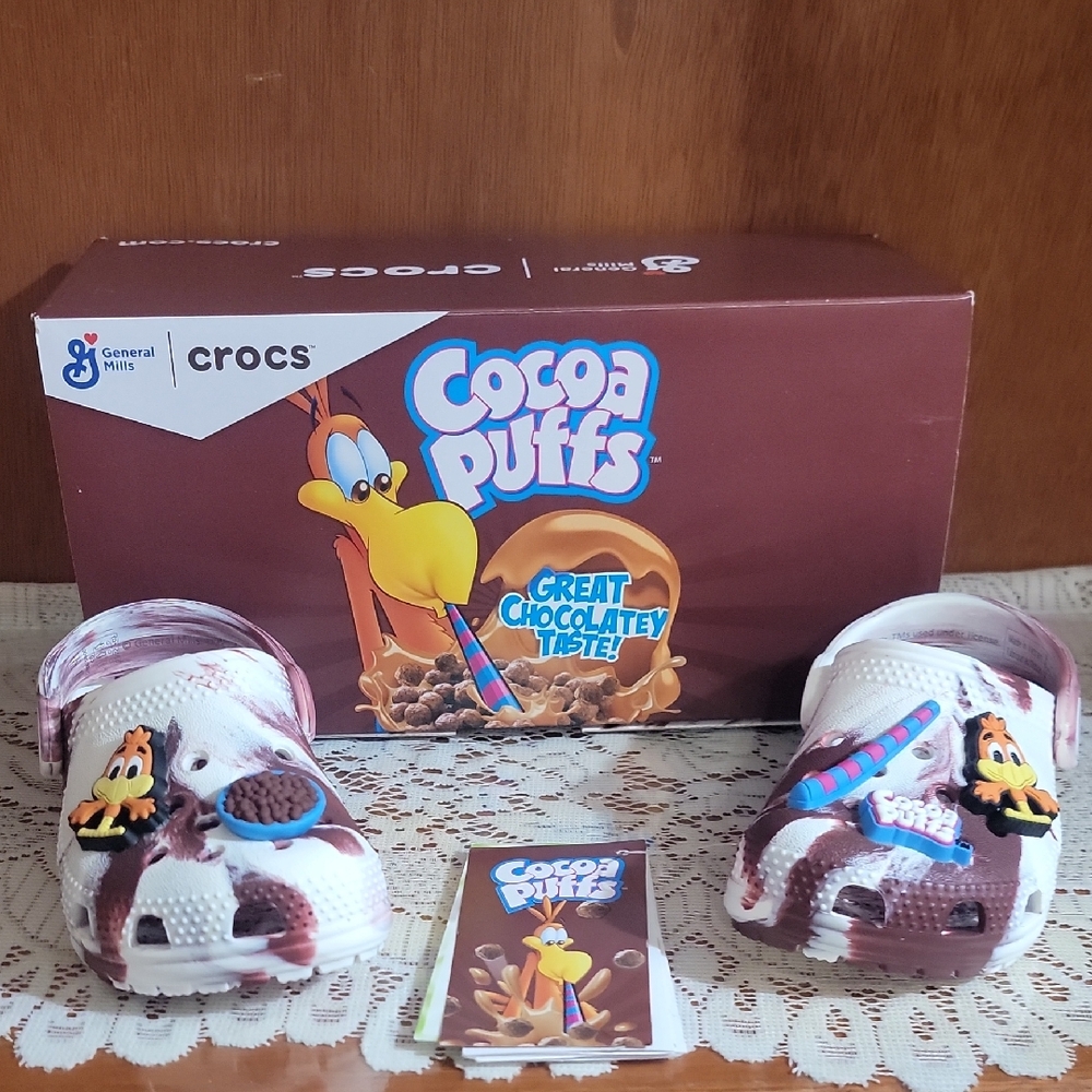 CROCS Toddler White and Garnet Cocoa Puffs Clogs Size c6